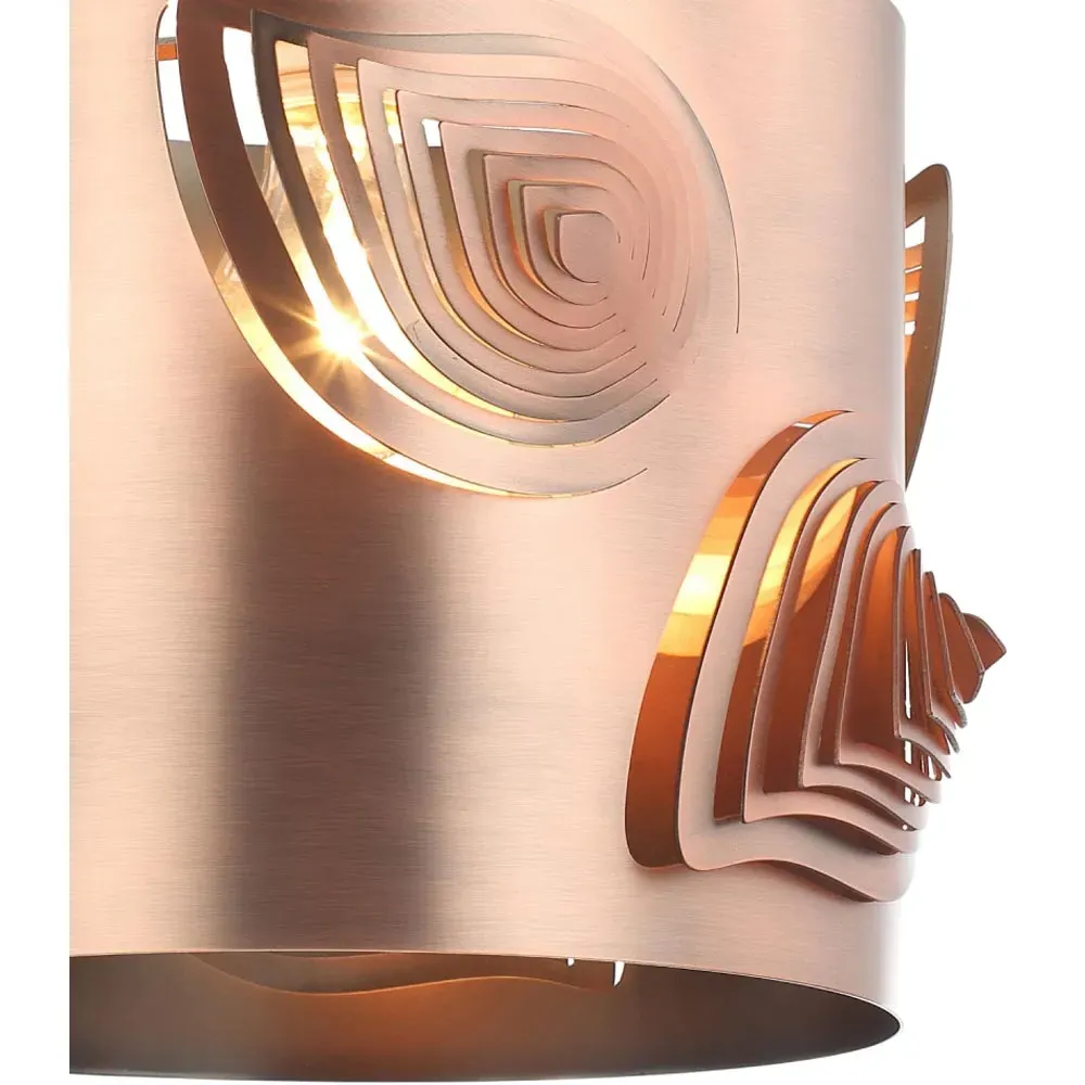 Antique Copper Semi Flush Ceiling Light with Laser Cut Leaves