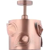 Antique Copper Semi Flush Ceiling Light with Laser Cut Leaves