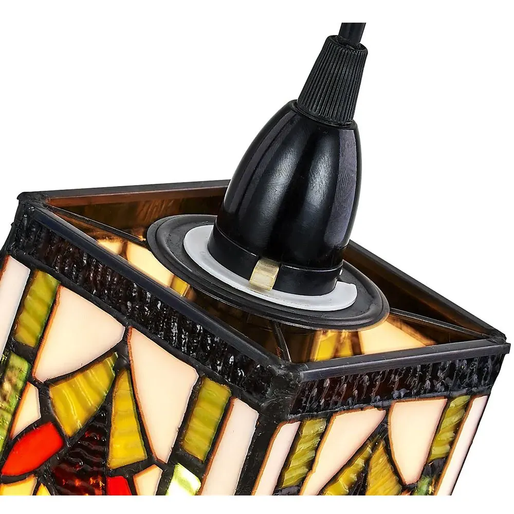 Art Deco Rectangular Pendant Shade - Multi, Stained Glass