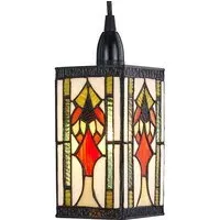 Art Deco Rectangular Pendant Shade - Multi, Stained Glass