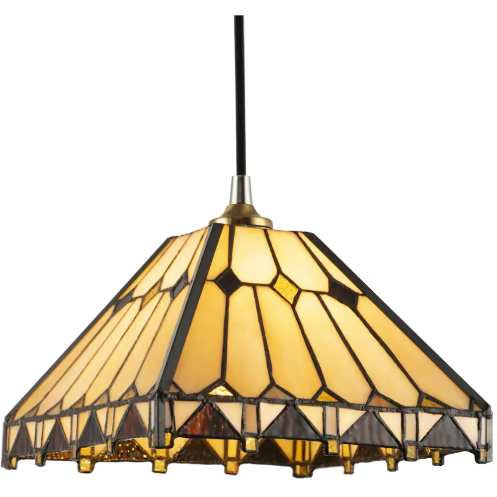 Art Deco Square Pendant Shade - Amber, Tiffany Glass