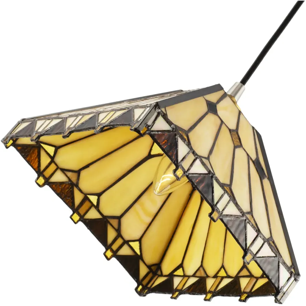 Art Deco Square Pendant Shade - Amber, Tiffany Glass