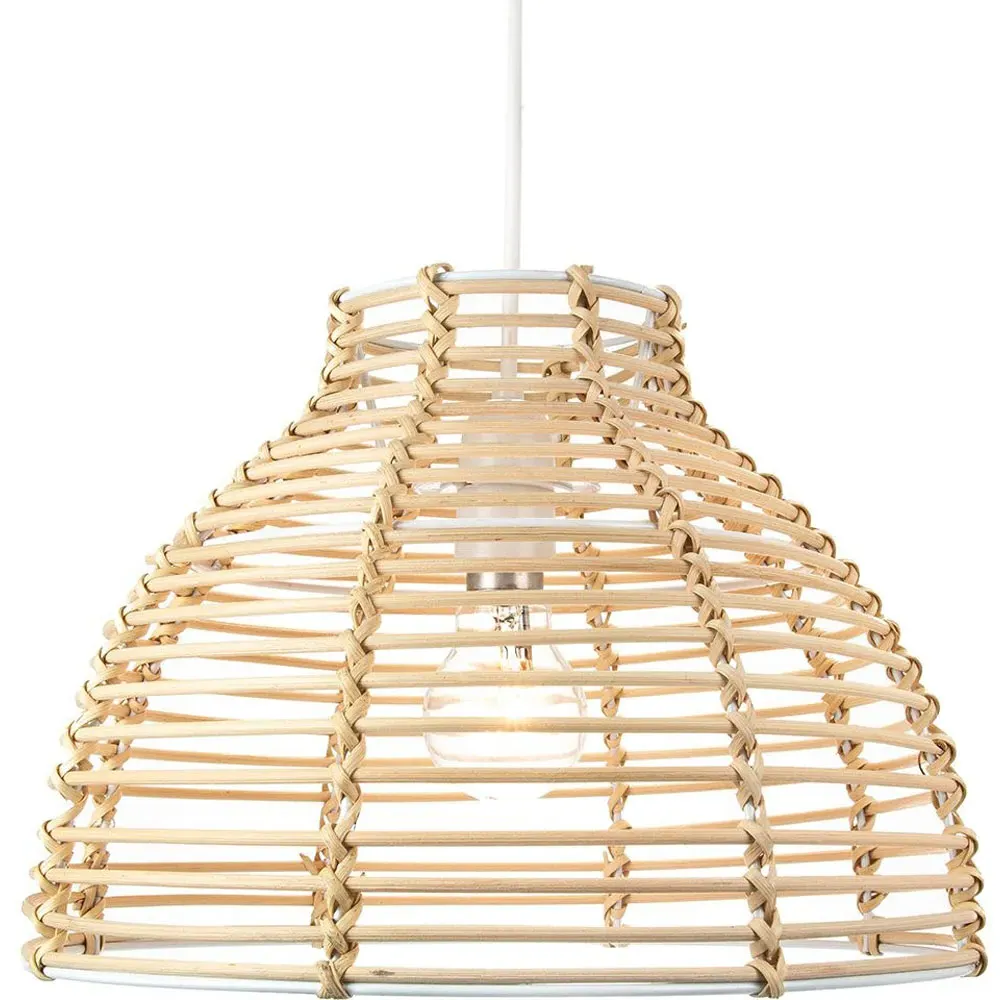 Basket Style Pendant Shade - Light Brown, Rattan Wicker