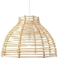 Basket Style Pendant Shade - Light Brown, Rattan Wicker