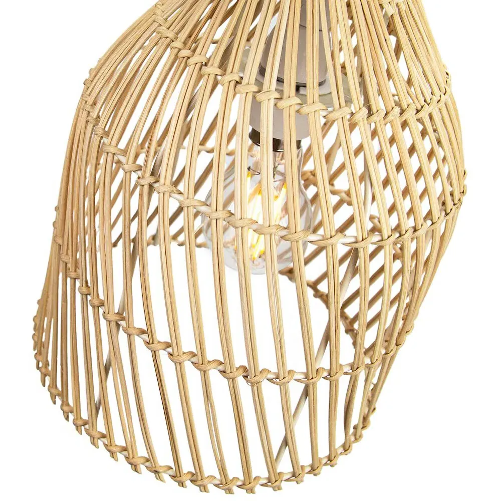 Bell Shaped Pendant Shade - Light Brown, Rattan Wicker