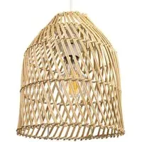 Bell Shaped Pendant Shade - Light Brown, Rattan Wicker