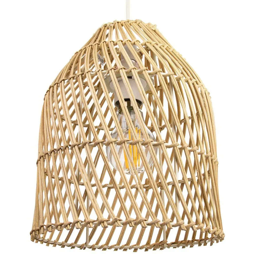 Bell Shaped Pendant Shade - Light Brown, Rattan Wicker image