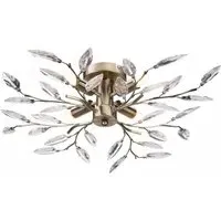 Birch 4 Light Semi Flush Ceiling Light with Clear Leaves - Gold