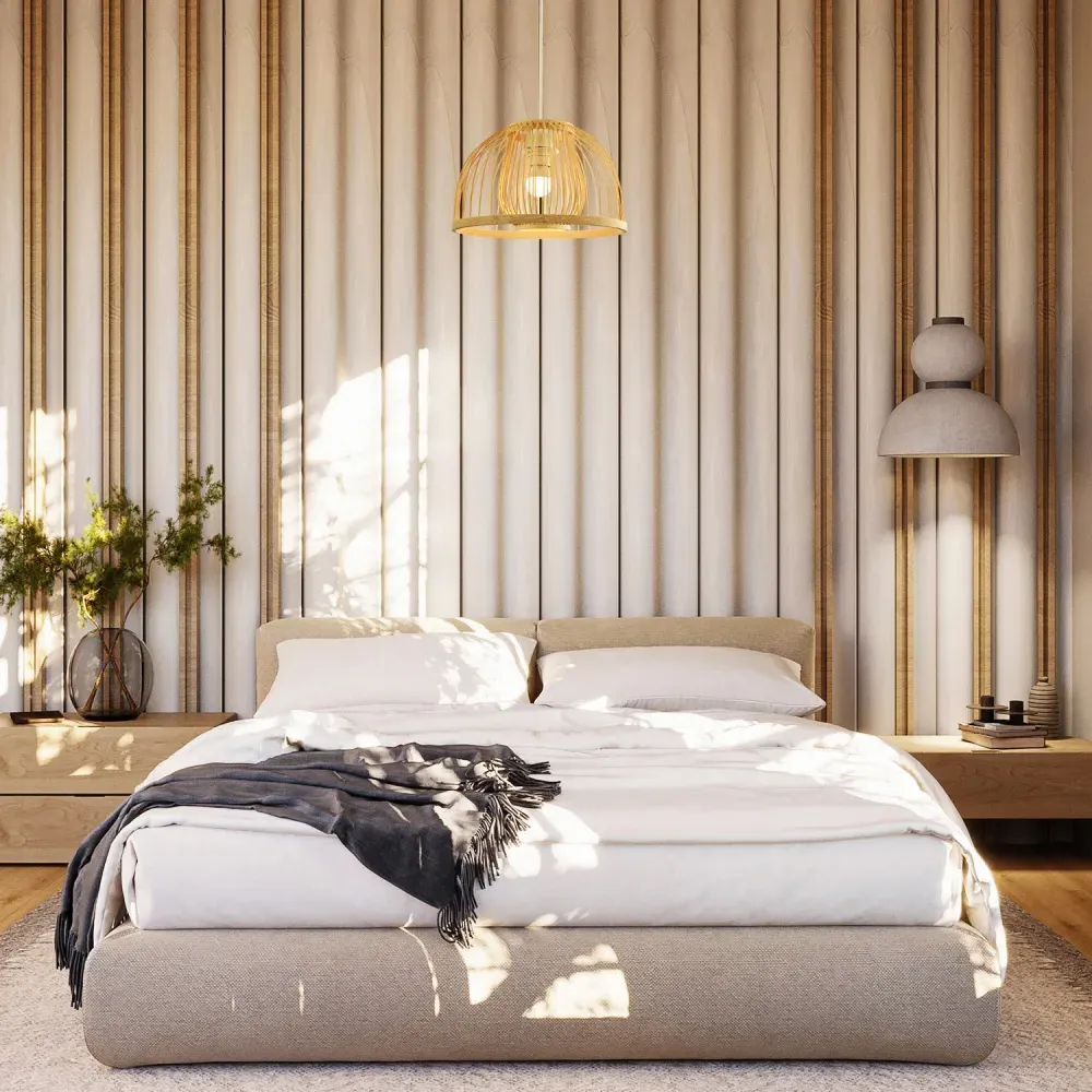 Birdcage Pendant Shade - Cream, Rattan and Bamboo