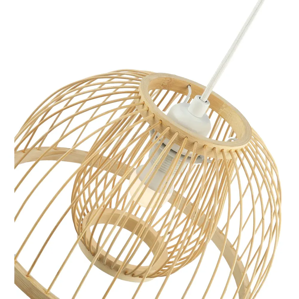 Birdcage Pendant Shade - Cream, Rattan and Bamboo
