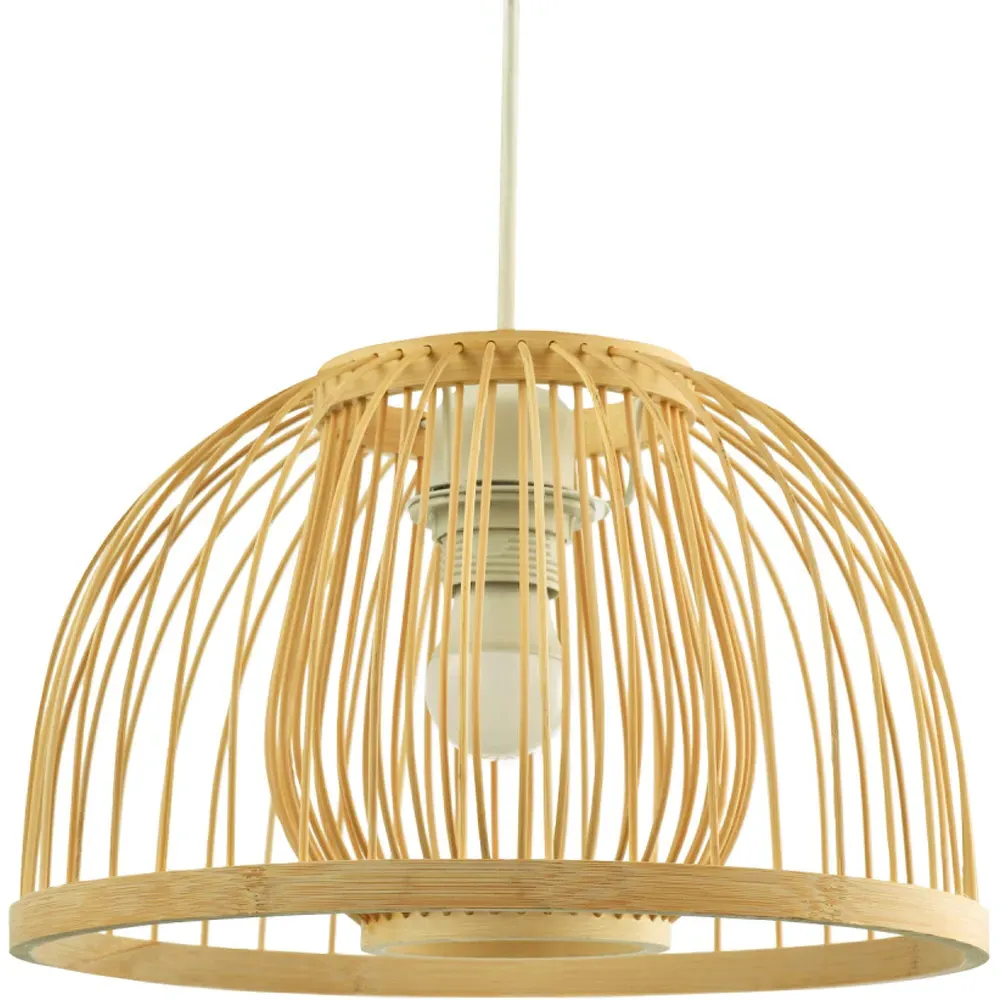 Birdcage Pendant Shade - Cream, Rattan and Bamboo