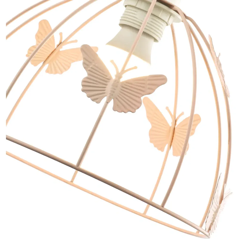 Birdcage Pendant Shade with Butterflies - Pink, Metal