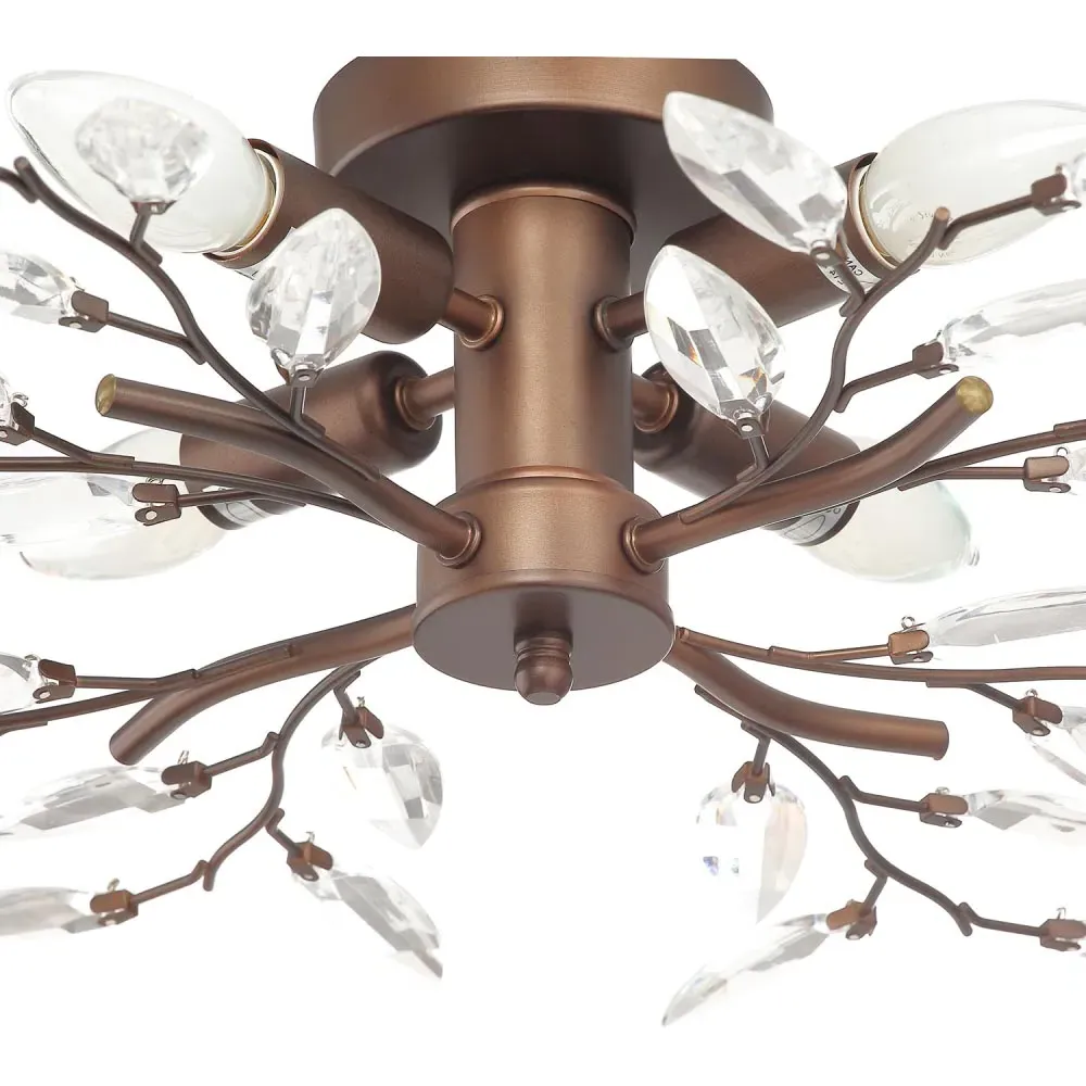 Branch Ceiling Light with Acrylic Leaves - Bronze