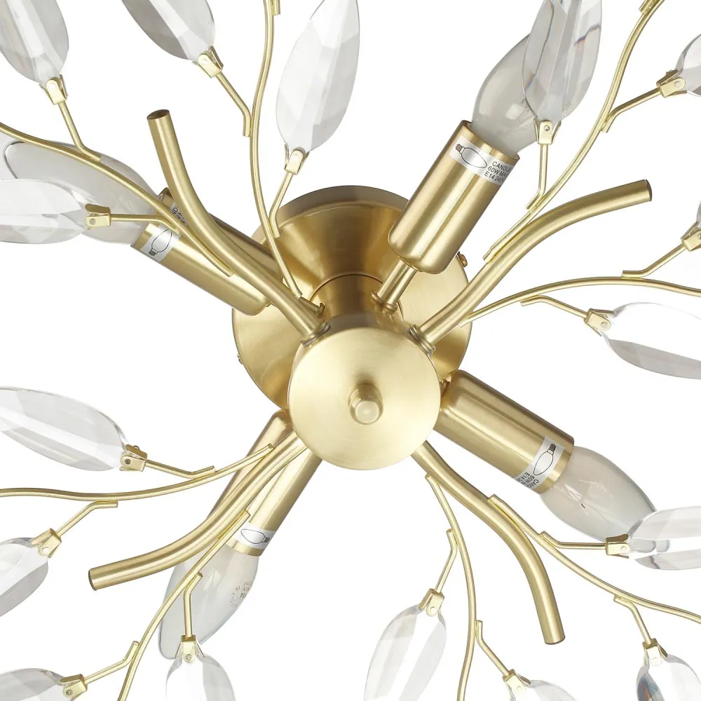 Branch Ceiling Light with Acrylic Leaves - Gold