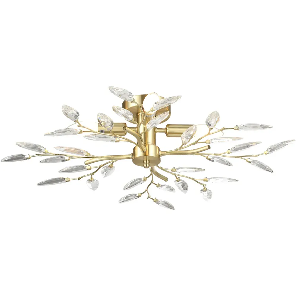 Branch Ceiling Light with Acrylic Leaves - Gold