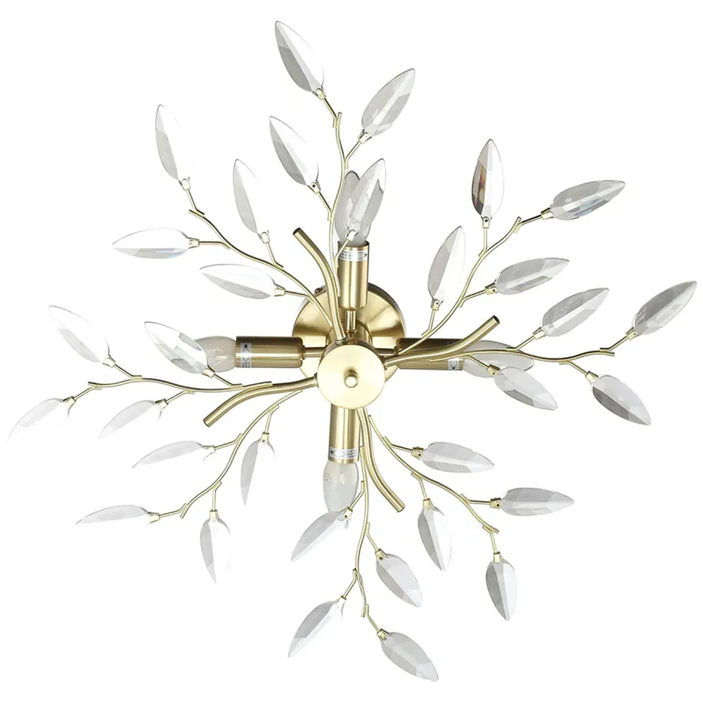 Branch Ceiling Light with Acrylic Leaves - Gold
