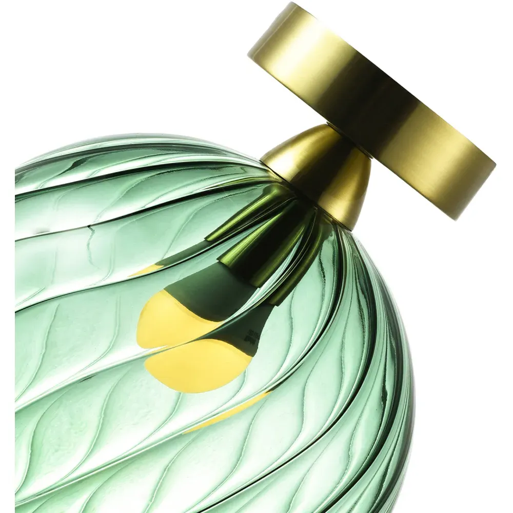 Brushed Gold Ceiling Light with Glass Shade - Green