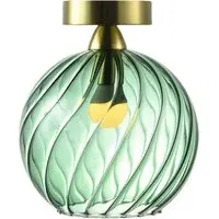 Brushed Gold Ceiling Light with Glass Shade - Green