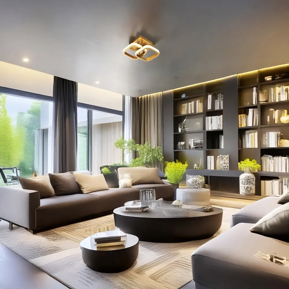 Brushed Gold Double Head LED Ceiling Light - Gold