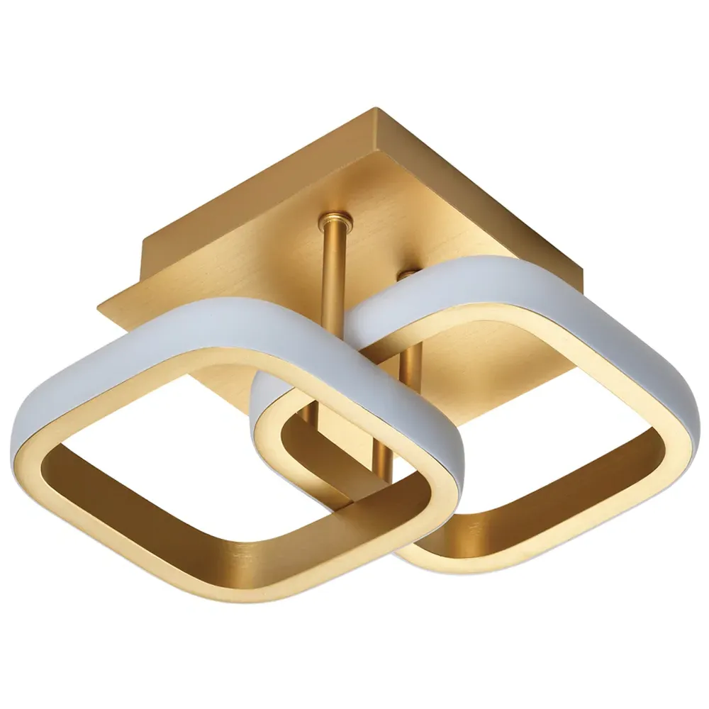 Brushed Gold Double Head LED Ceiling Light - Gold