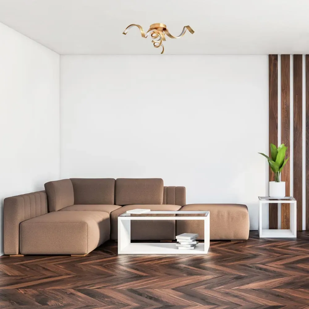 Brushed Gold LED Ceiling Light with Ribbon Strips - Gold