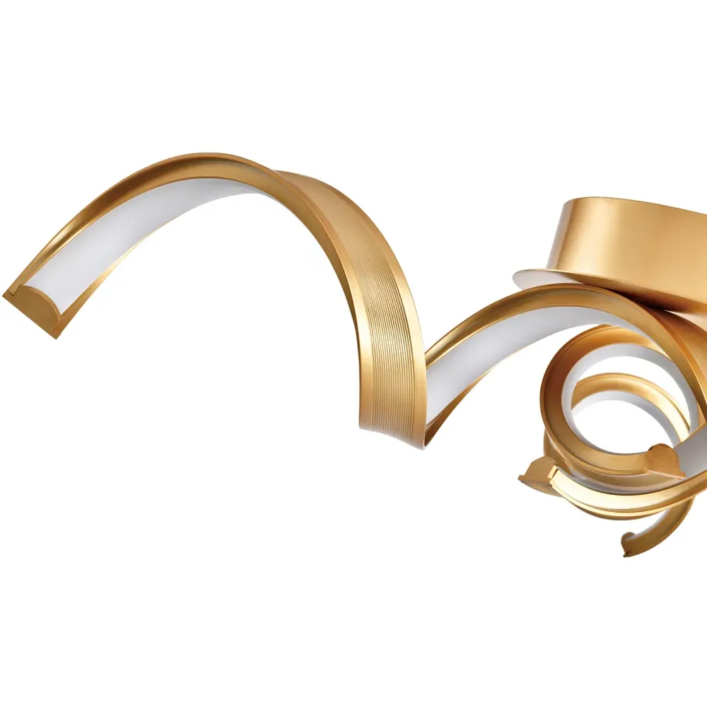 Brushed Gold LED Ceiling Light with Ribbon Strips - Gold
