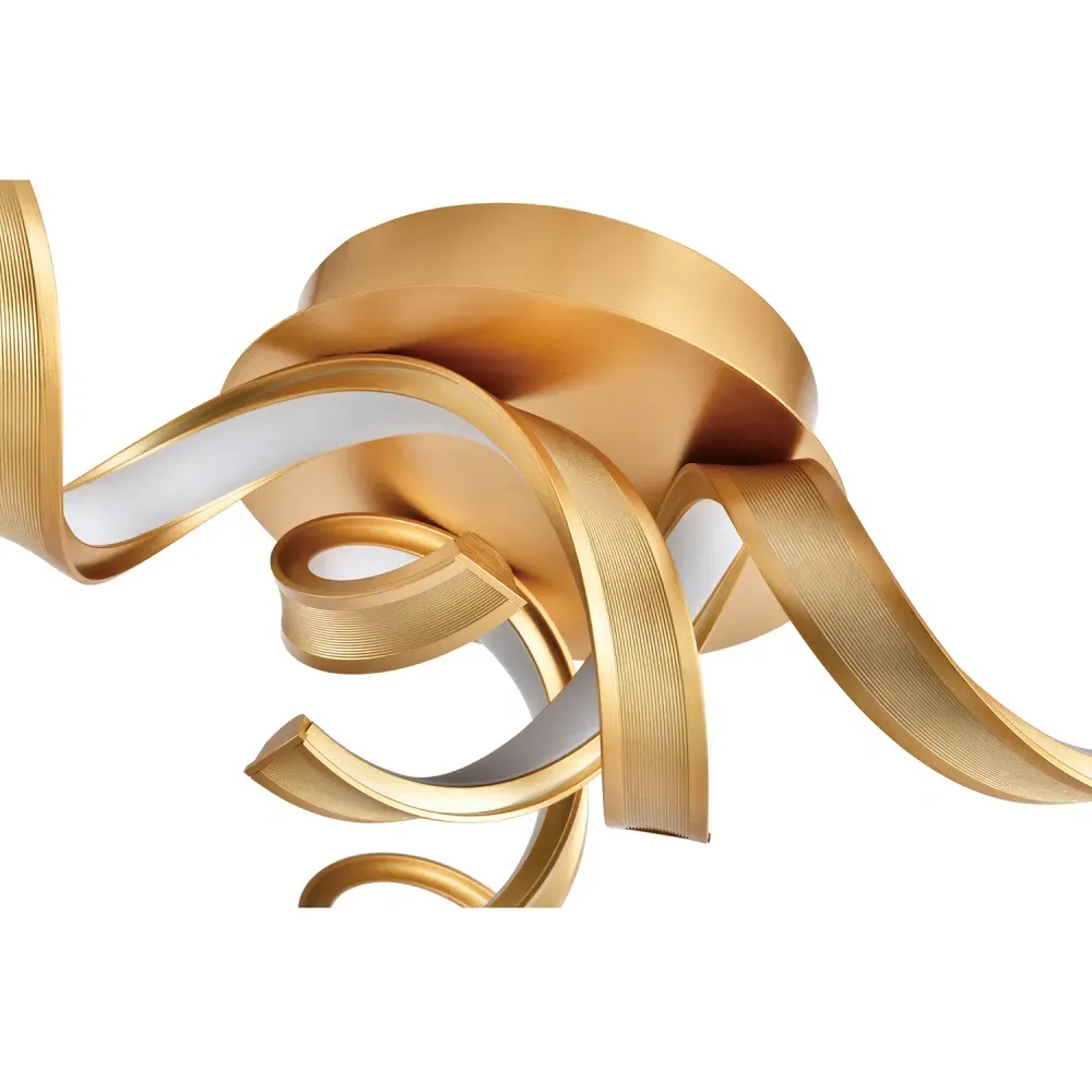 Brushed Gold LED Ceiling Light with Ribbon Strips - Gold