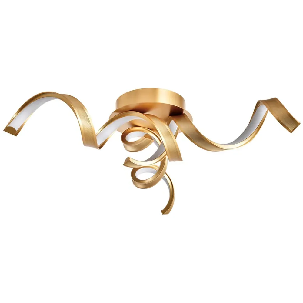 Brushed Gold LED Ceiling Light with Ribbon Strips - Gold