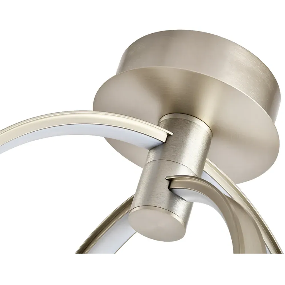 Brushed Nickel LED Ceiling Light with Spherical Rings - Silver