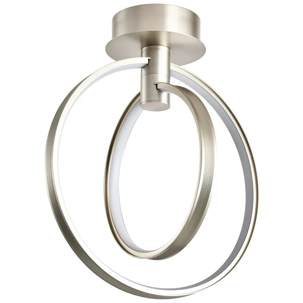 Brushed Nickel LED Ceiling Light with Spherical Rings - Silver