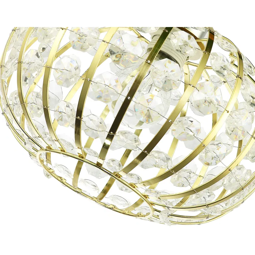 Cage Pendant Shade with Acrylic Bead - Gold