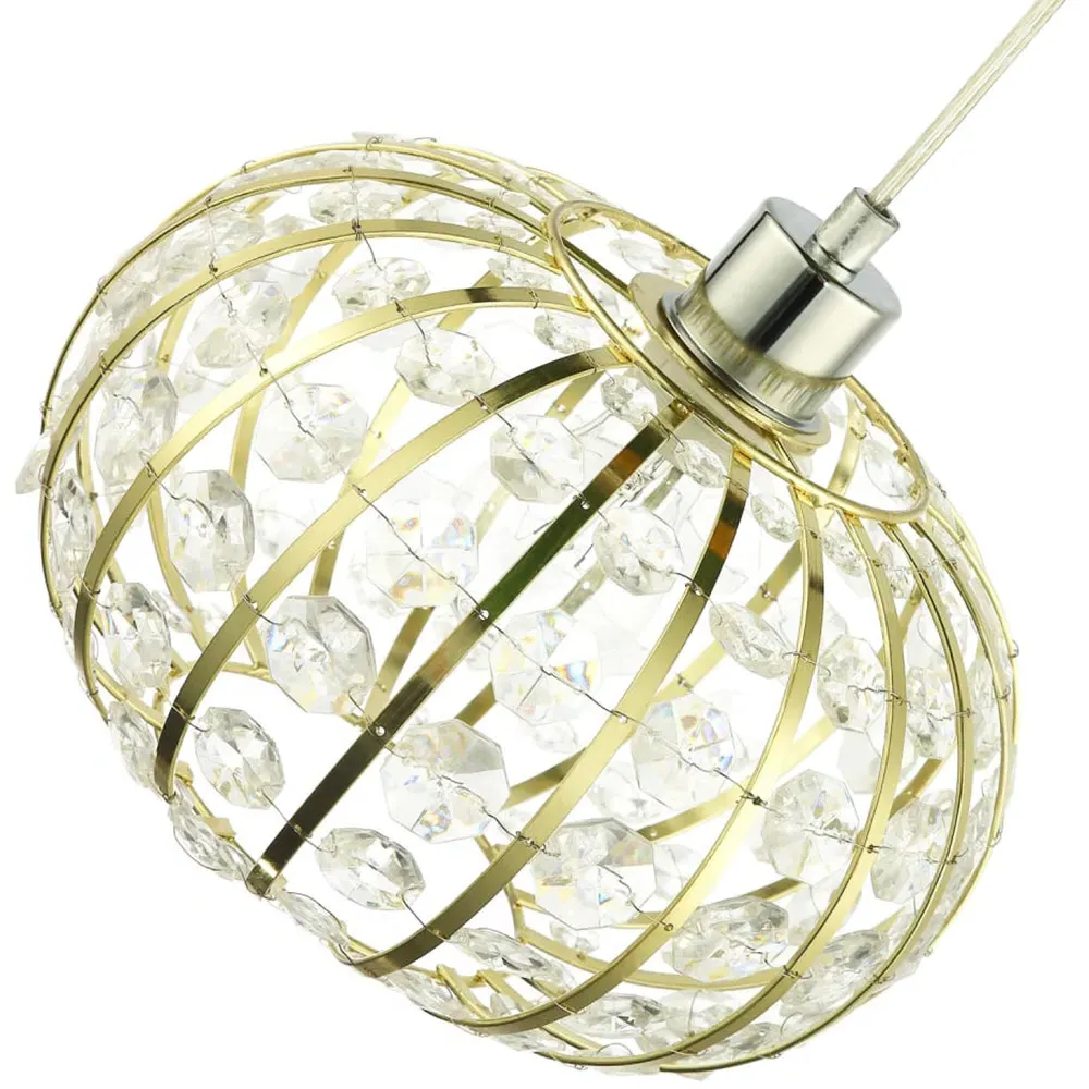Cage Pendant Shade with Acrylic Bead - Gold