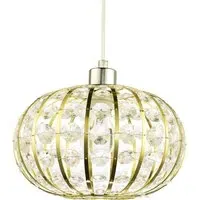 Cage Pendant Shade with Acrylic Bead - Gold