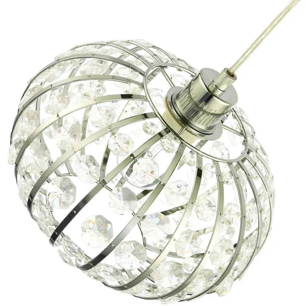 Cage Pendant Shade with Acrylic Bead - Silver