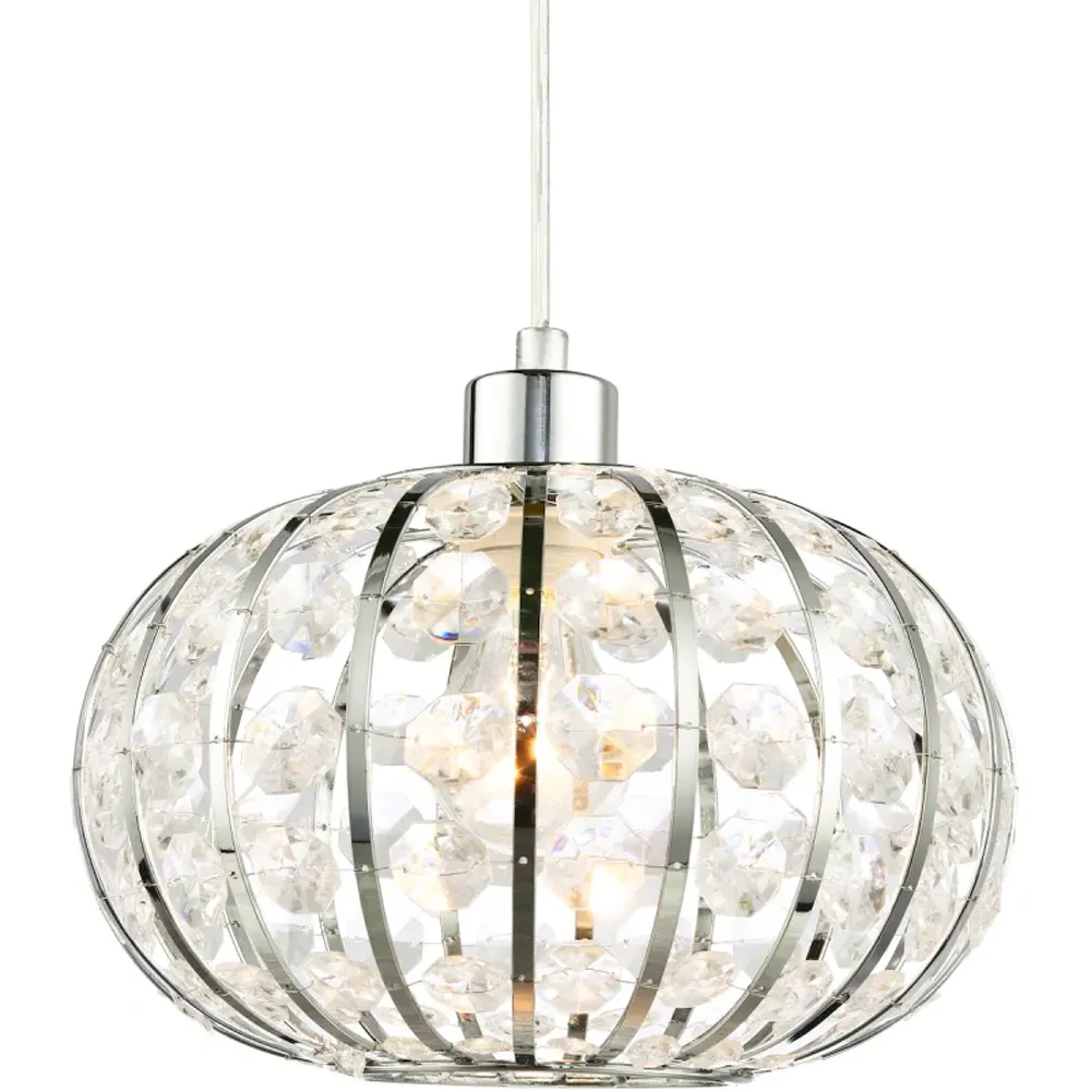 Cage Pendant Shade with Acrylic Bead - Silver