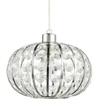 Cage Pendant Shade with Acrylic Bead - Silver