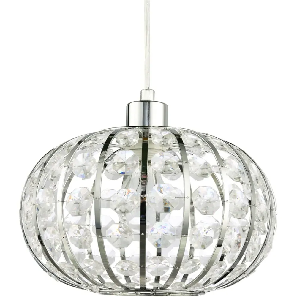 Cage Pendant Shade with Acrylic Bead - Silver