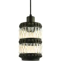 Can Shaped Pendant Shade with Diamond Buttons - Black