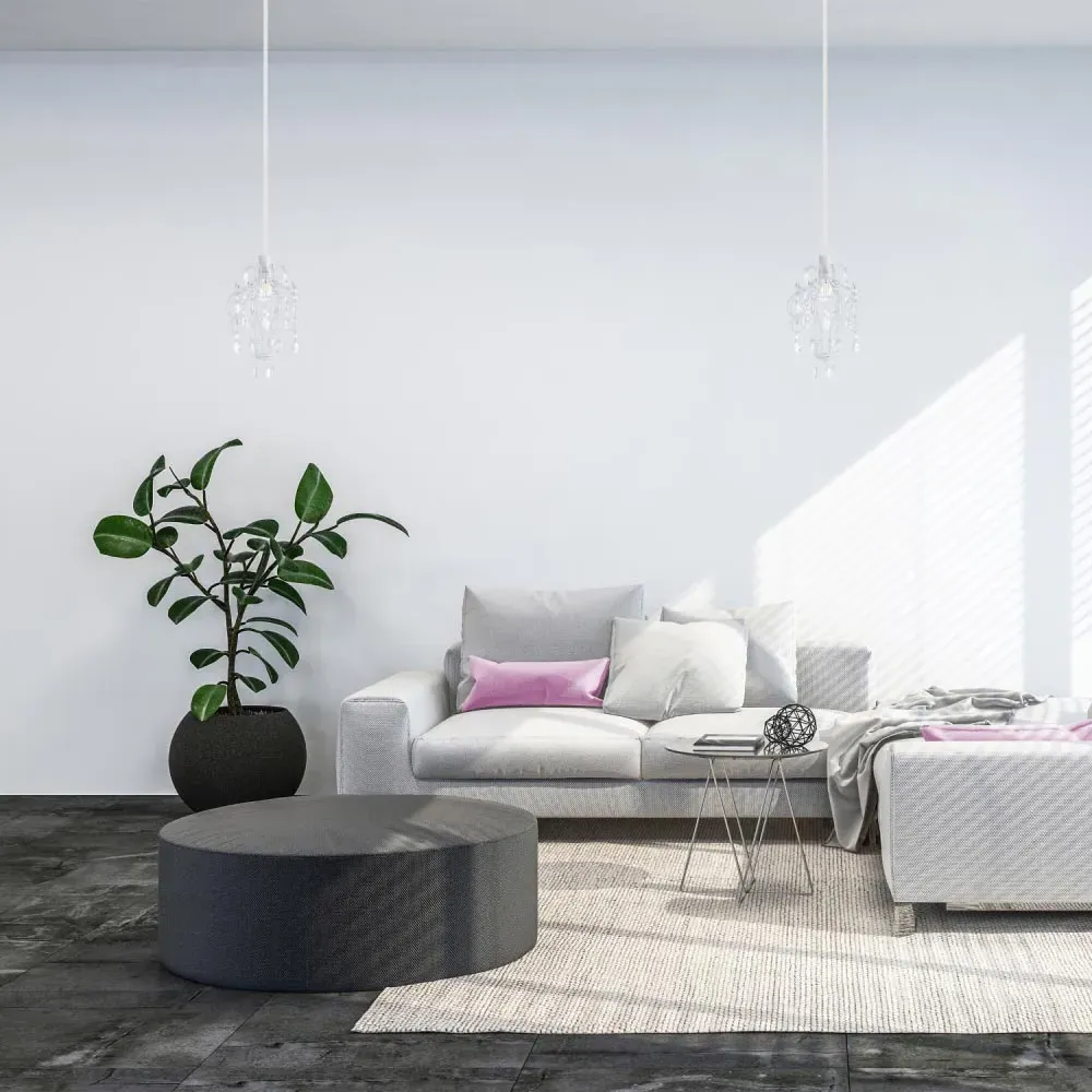 Chandelier Pendant Shade with Acrylic Droplets - White