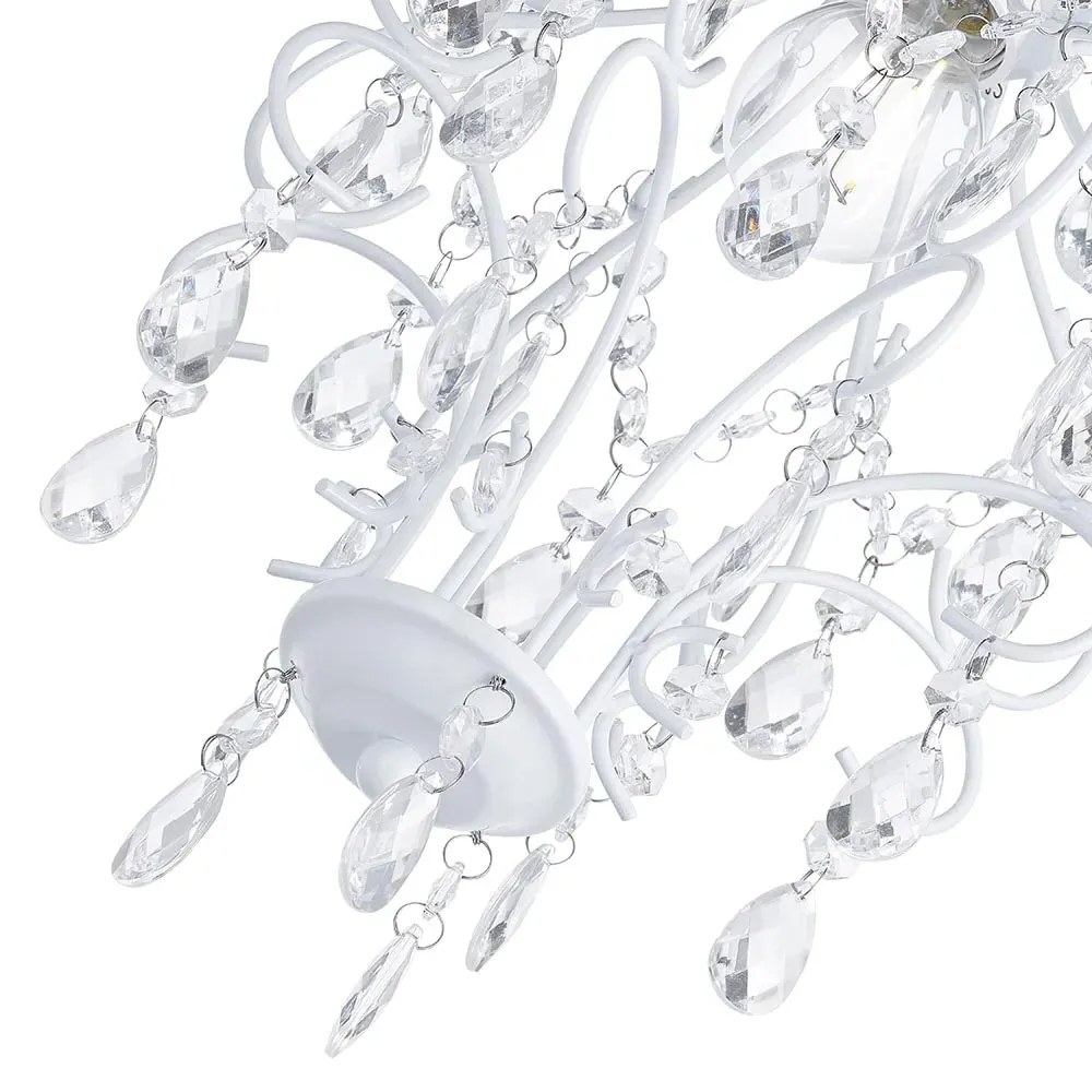 Chandelier Pendant Shade with Acrylic Droplets - White
