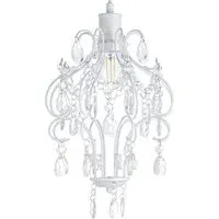 Chandelier Pendant Shade with Acrylic Droplets - White