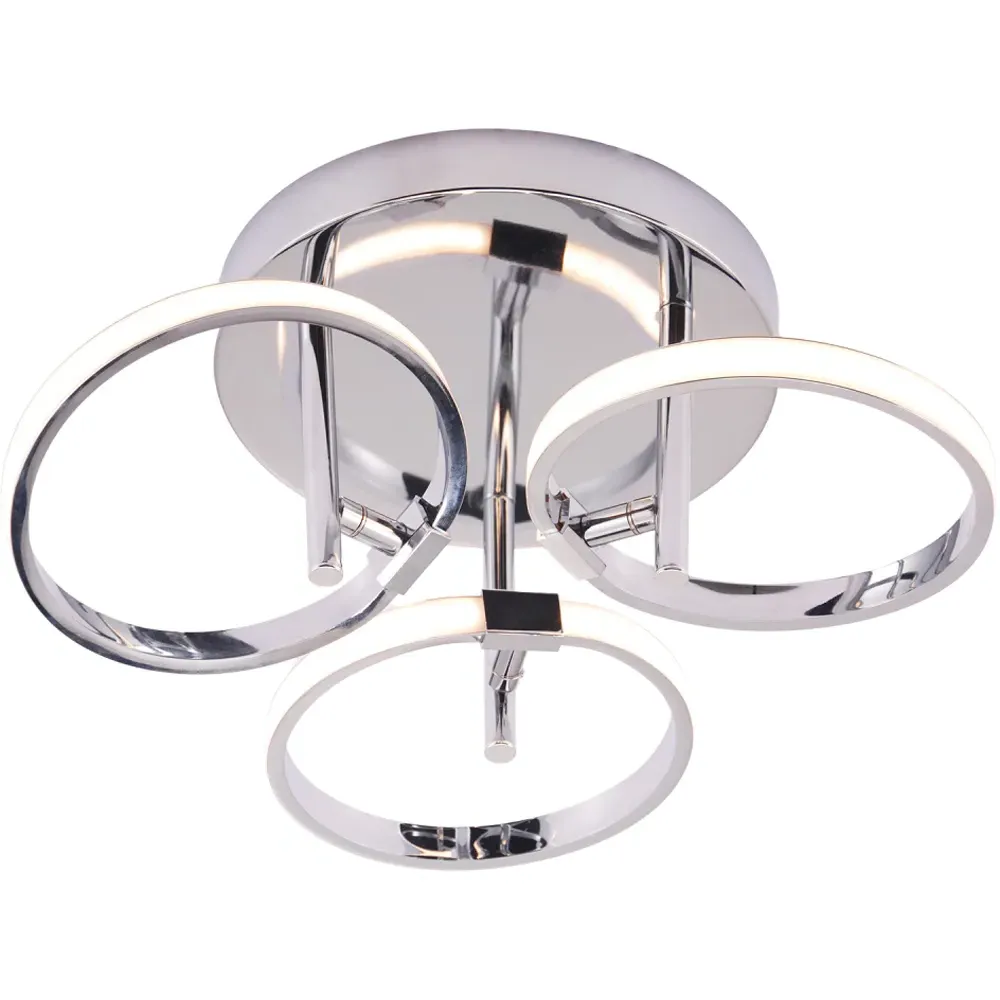 Chrome 3-Ring LED Ceiling Light - Silver