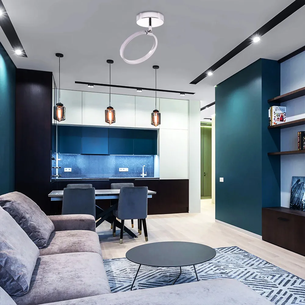 Chrome Halo Ring LED Ceiling Light - Silver