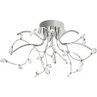 Chrome LED Ceiling Light with Crystal Droplets - Silver