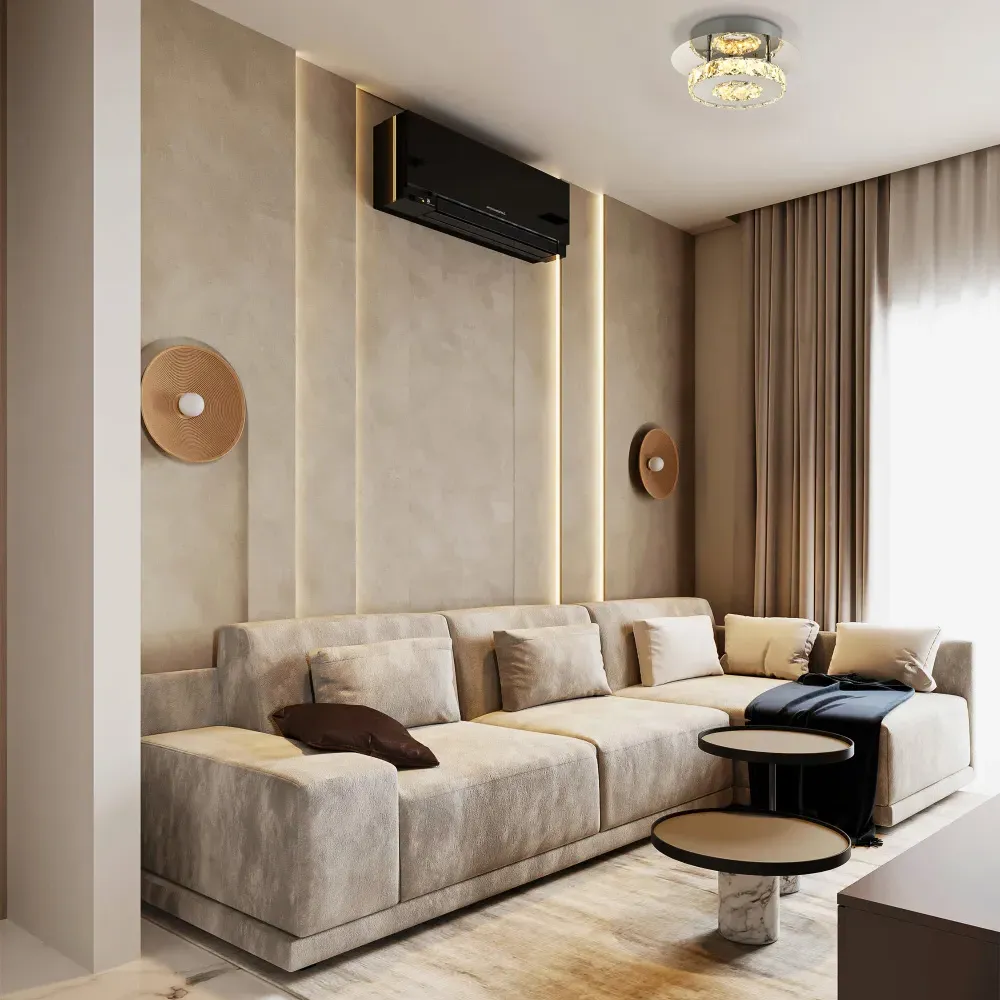 Chrome Round LED Ceiling Light with Crystal Glass - Silver