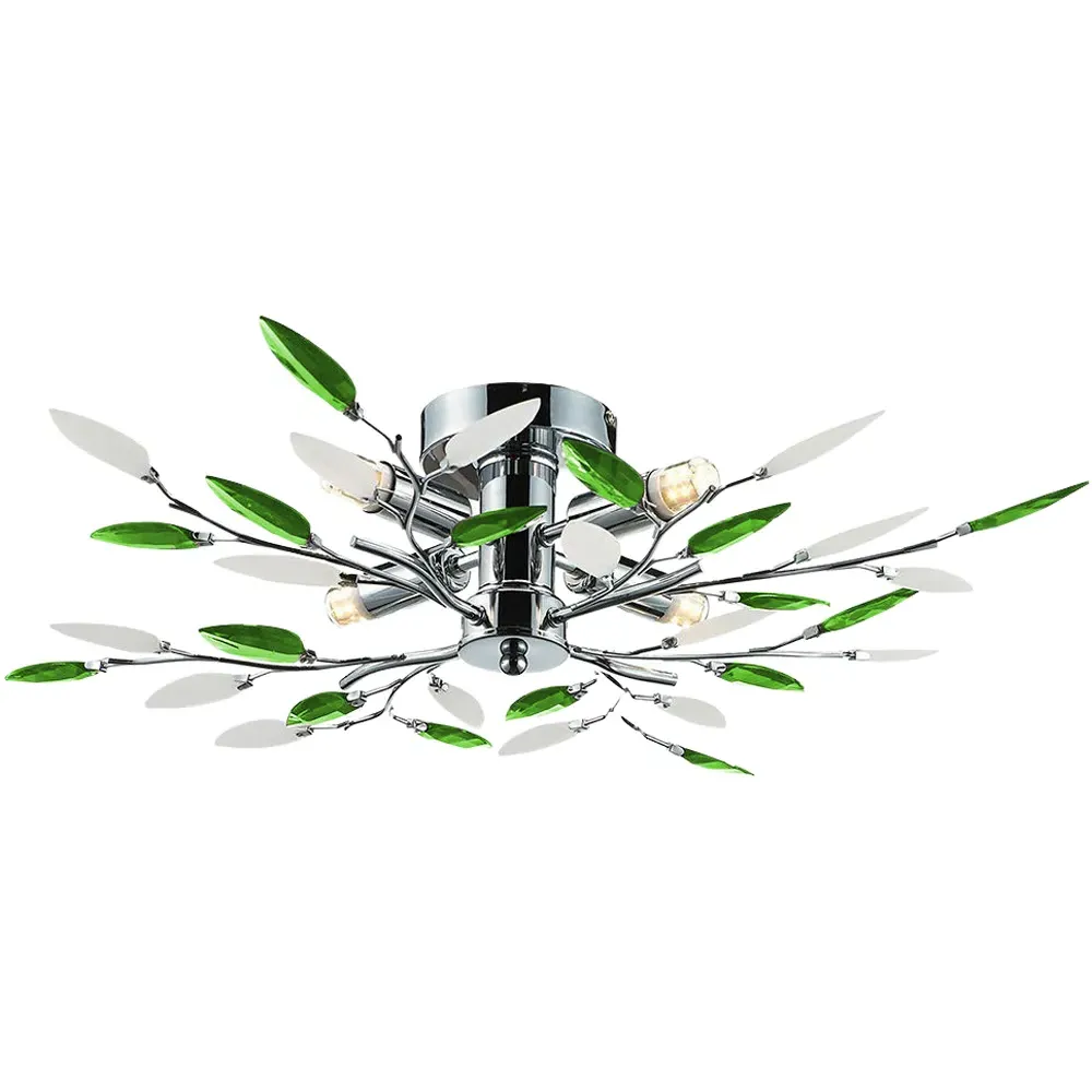 Chrome Semi Flush Ceiling Light - Green image