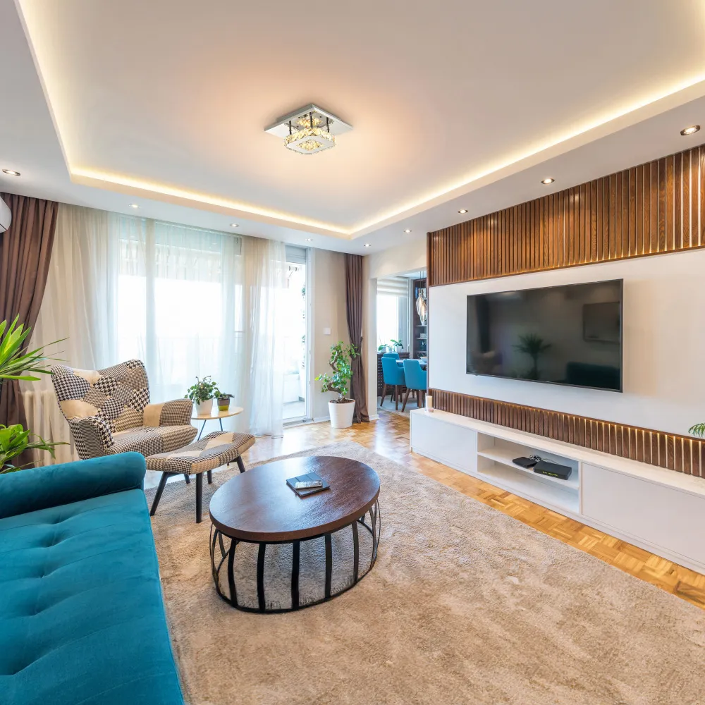 Chrome Square LED Ceiling Light with Crystal Glass - Silver