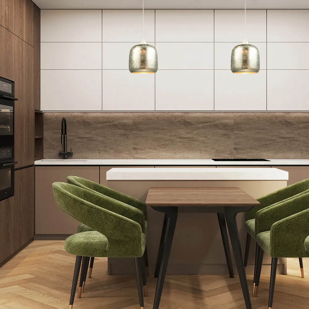 Chunky Glass Pendant Shade - Silver