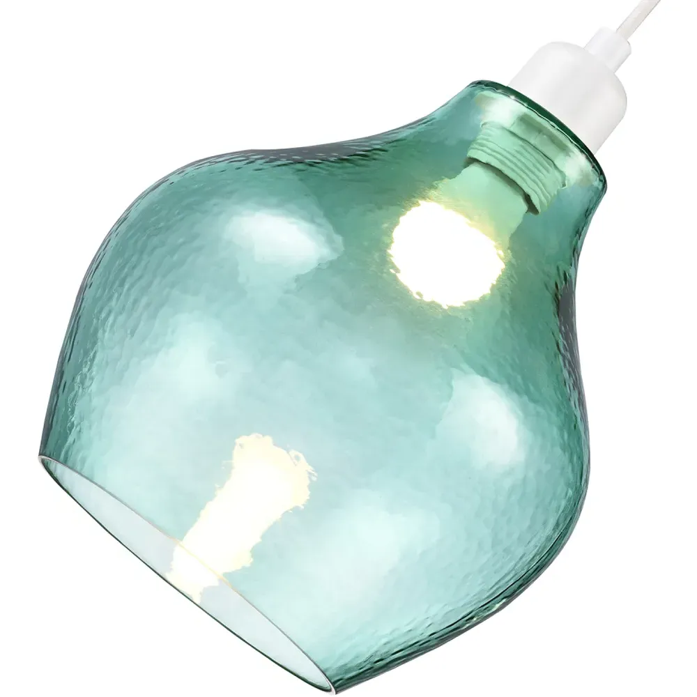 Circular Dimpled Glass Pendant Shade - Emerald Green