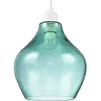 Circular Dimpled Glass Pendant Shade - Emerald Green